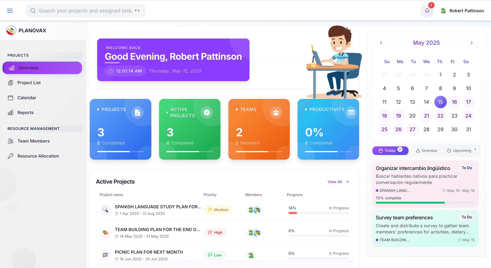 PLANOVAX Dashboard