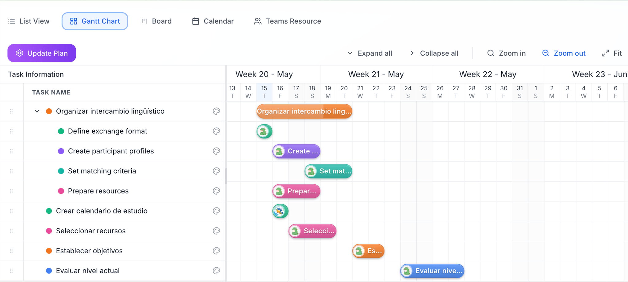 PLANOVAX Tasks Page